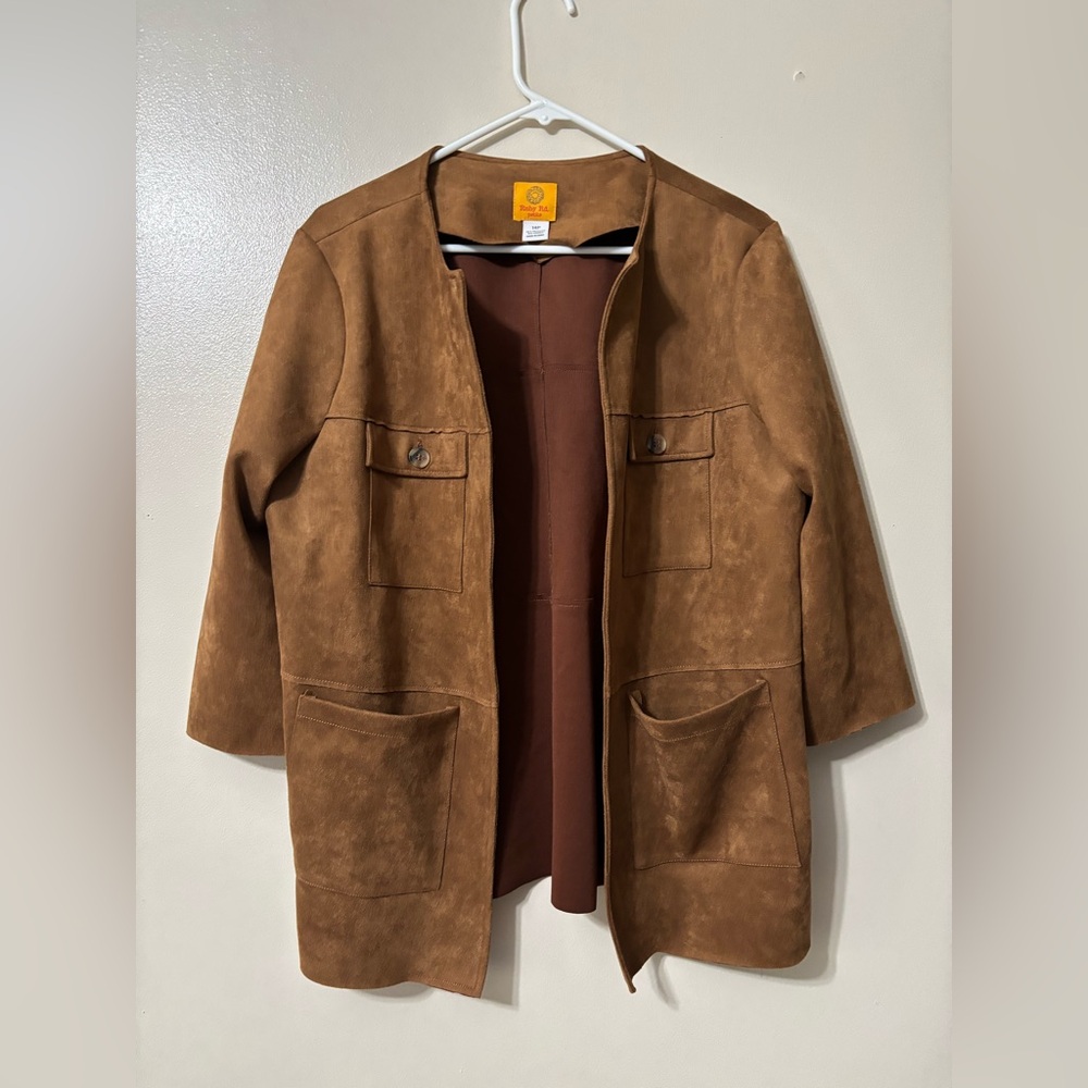 Ruby Rd. Jacket/Shacket. Light Brown Suede Look - image 1